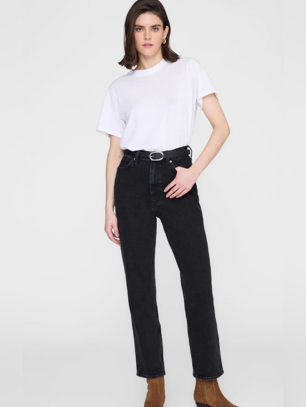 Anine Bing High-Rise Straight Leg Women’s Jeans in Black